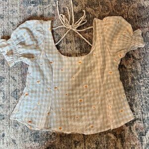 Gingham Puff Sleeve Top